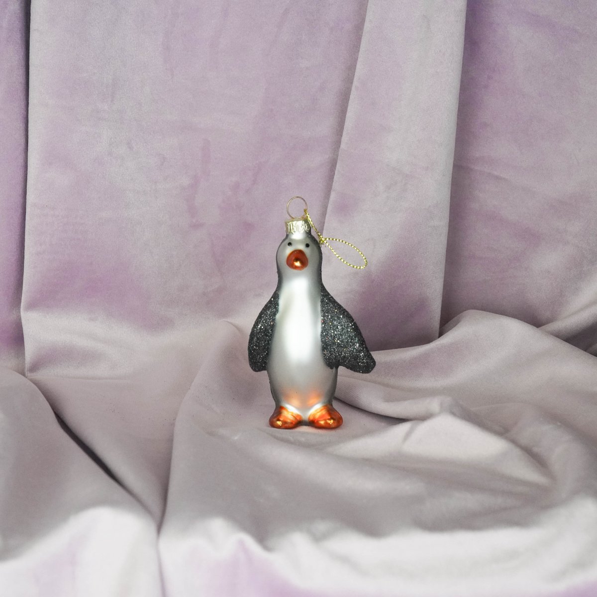 Kersthanger - Pinguïn - Glas - Zwart - 6x3,5x10cm