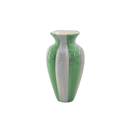 Flower Vase-geplooide vase-ceramic-lilac/ groen- 16,5x16,5x29,5 cm