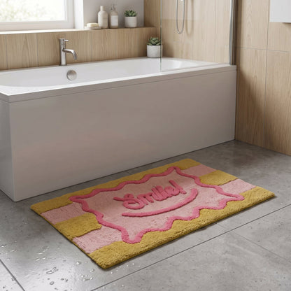 Badmat - Blokken - Roze/ Blauw/ Geel - 80x50x1 cm
