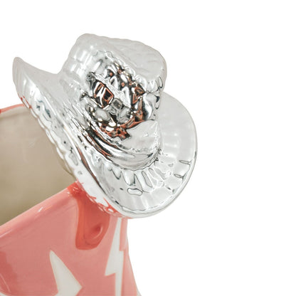 Bloemvaas- Boot met disco-hoed VASE- CERAMICS- POZE/ ORANGE-16,5X10.5X26,5CM
