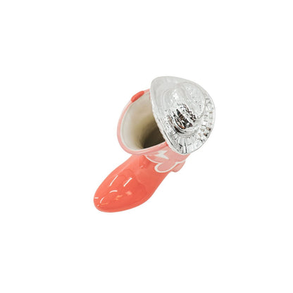 Bloemvaas- Boot met disco-hoed VASE- CERAMICS- POZE/ ORANGE-16,5X10.5X26,5CM