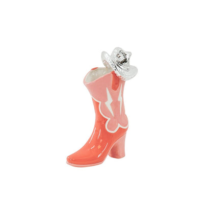 Bloemvaas- Boot met disco-hoed VASE- CERAMICS- POZE/ ORANGE-16,5X10.5X26,5CM