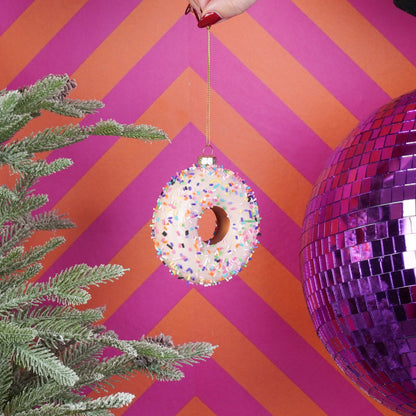Kersthanger - Donut - Glas - 9,5x3,5cm