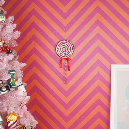 Decoratie - Lolly Pop - Foam - Rood/Wit - 25x63cm