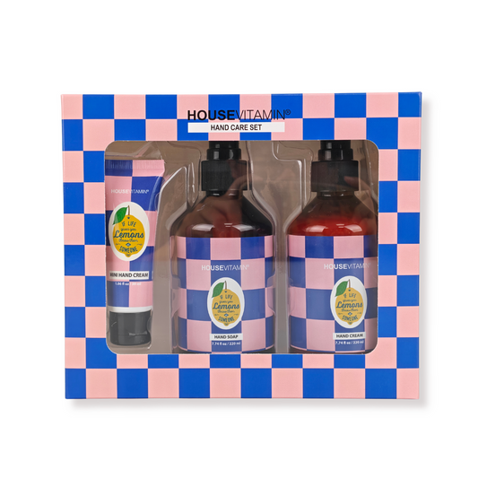 Handverzorgingscadeauset - Veganistische handzeep | Handcrème - Citroen/Bergamot/Basilicum - 18,5x6,5x16,5cm