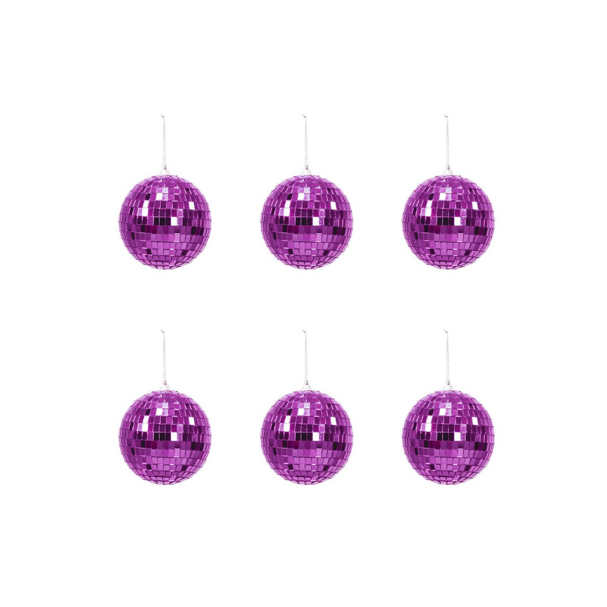 Kerstdecoratie - Kersthanger - Discobal - Schuim - Set van 6 - Roze - 6x6x6cm