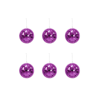 Kerstdecoratie - Kersthanger - Discobal - Schuim - Set van 6 - Roze - 6x6x6cm