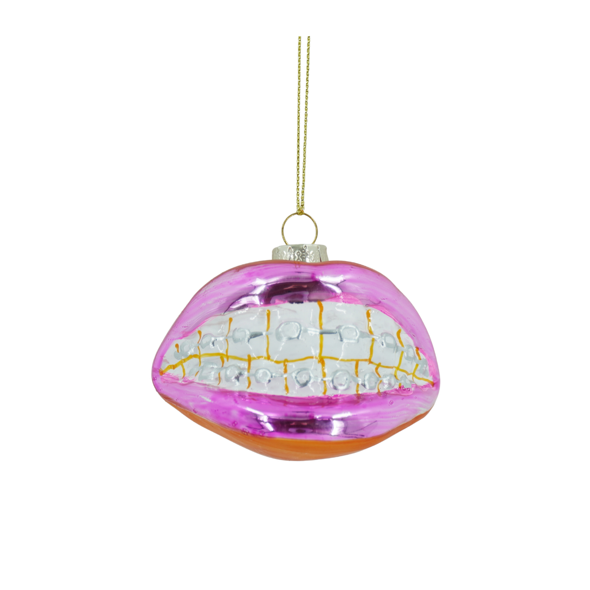 Ornament - Kersthanger - Beugel Lipglas - Roze - 9x6,5x6,5cm