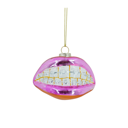 Ornament - Kersthanger - Beugel Lipglas - Roze - 9x6,5x6,5cm