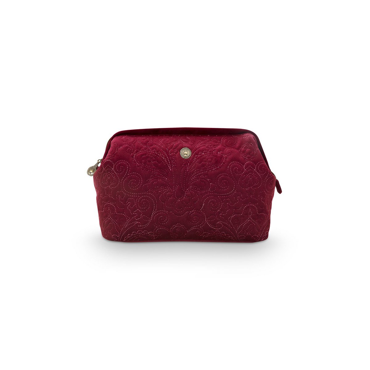 Cosmetic Purse Extra Large Velvet Quiltey Days Red