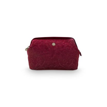 Cosmetic Purse Extra Large Velvet Quiltey Days Red