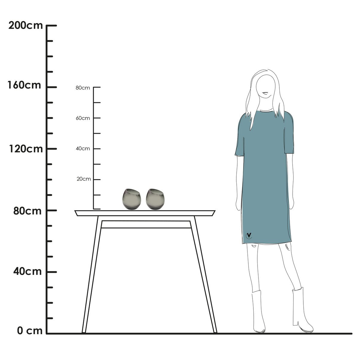 Waxinelichthouder - Moho grey (set van 2 stuks)