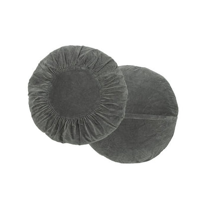 Rond Fluwelen Kussen Ruches donkergrijs 60cm