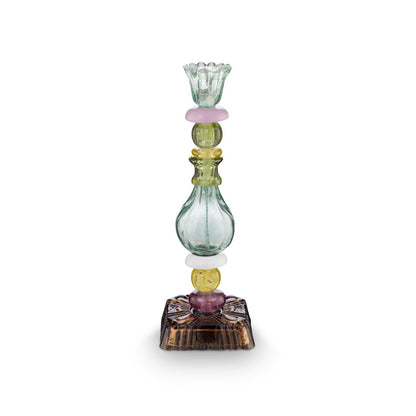 Candle Holder Glass Beads Green 28cm