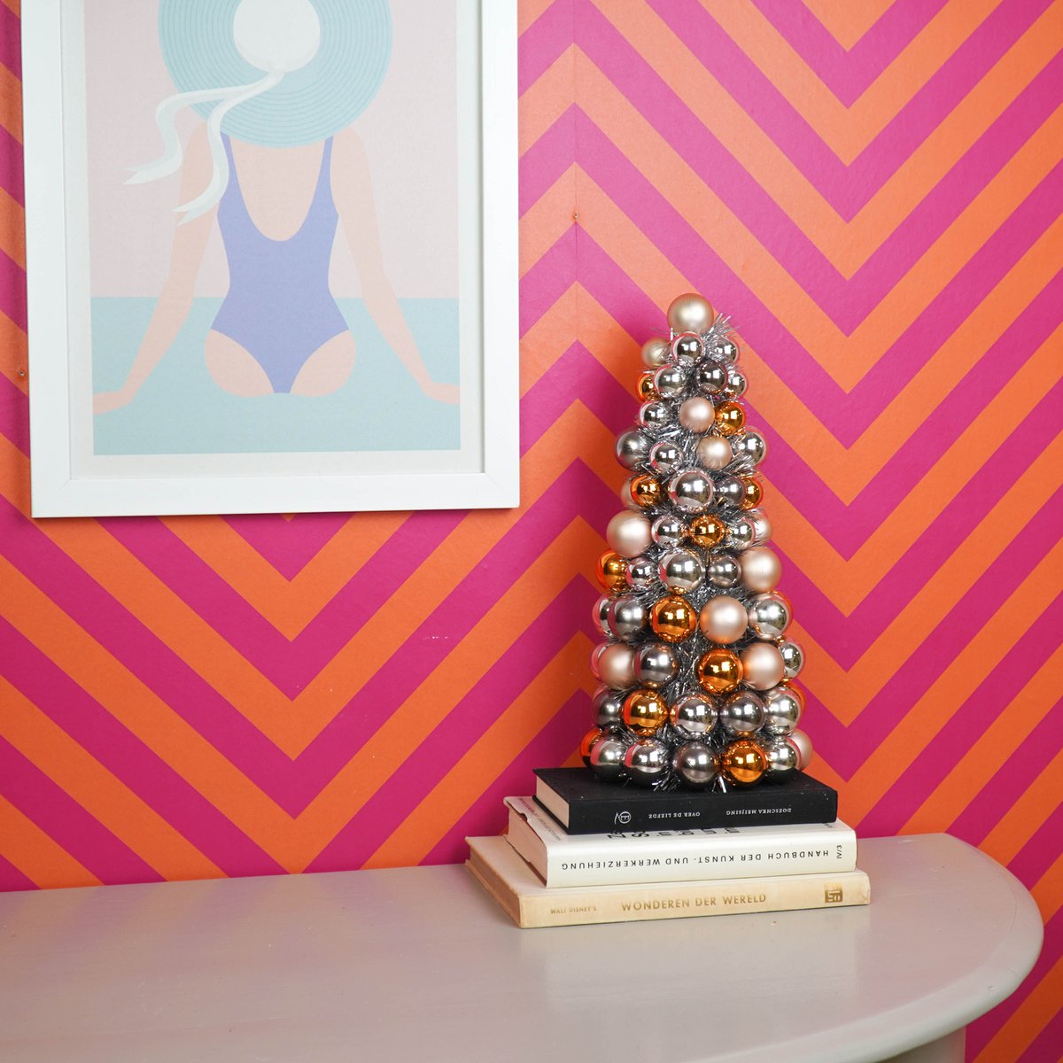Kerstdecoratie - Kerstballen - Kerstdecoratie - Polystyreen - Taupe/Oranje - 19x41 cm