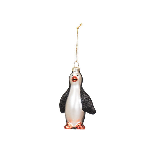 Kersthanger - Pinguïn - Glas - Zwart - 6x3,5x10cm