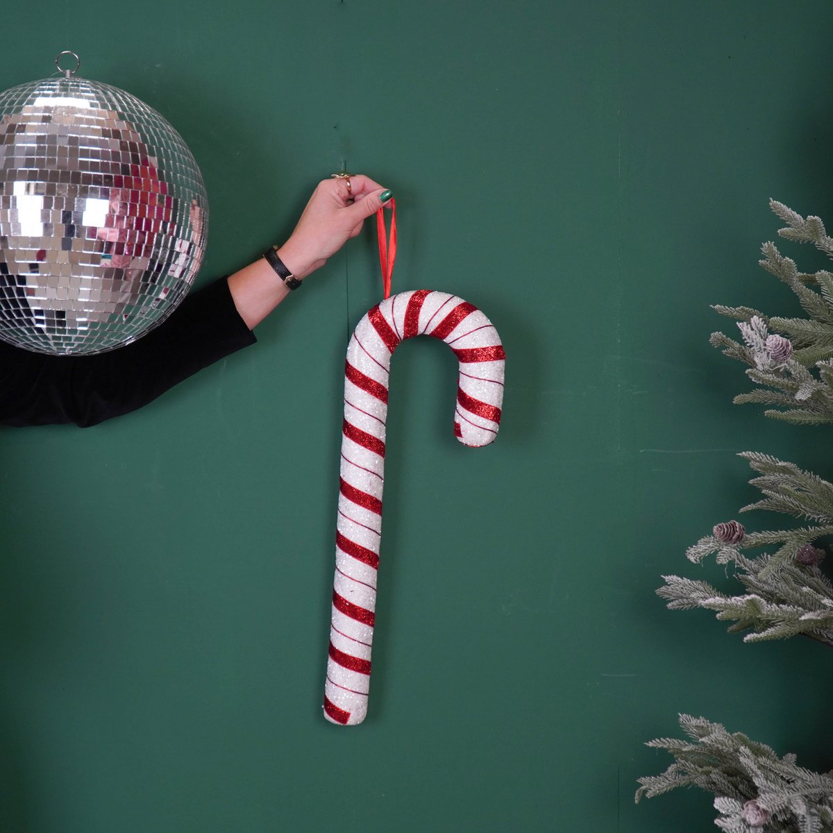 Decoratie - Zuurstok - Schuim - Wit/Rood - 52cm
