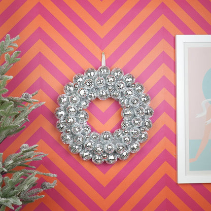 Kerstkrans - Disco - Kunststof - Zilver - 40×40×7,5cm