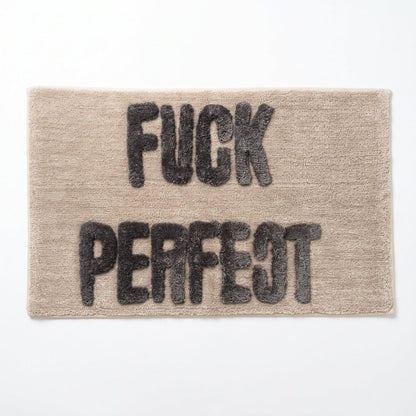 Badmat - Fuck Perfect - Beige/ Bruin - 80x50x1 cm