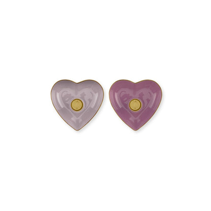 Set/2 kandelaar houder Metaal Heart Lila
