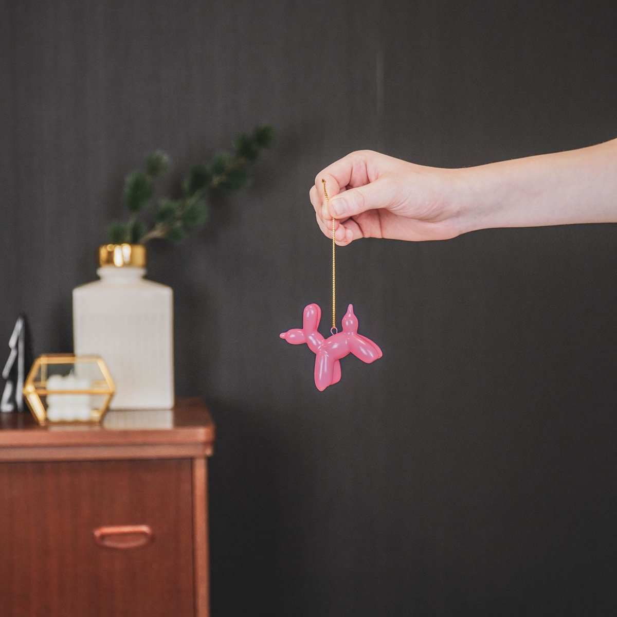 Ornament - Balloon Dog Hanger - Ceramics - Pink - 6,5x3x6cm