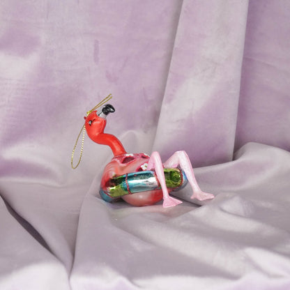 Kersthanger -Flamingo in bikini - Roze - 7,5x7,5x11,5cm