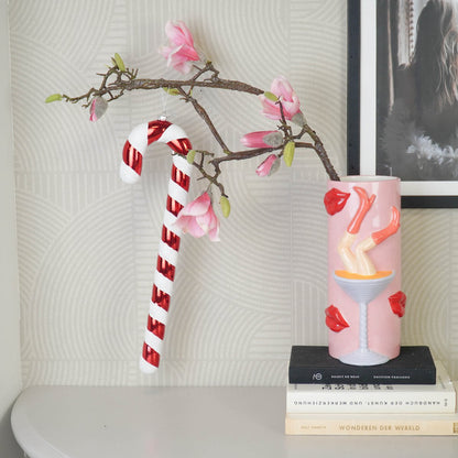 Kerstdecoratie - Zuurstok - Polystereen - Rood/Wit - 11x3x42 cm
