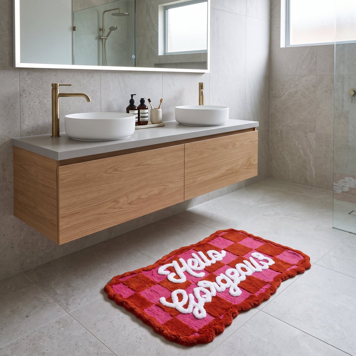 Badmat - You Matter - Roze/ Mint - 80x50x1 cm