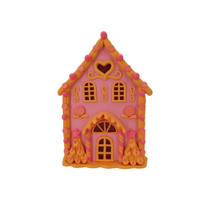 LED - Candy House - Polyresin - Roze/Oranje - 13x13x18,5cm