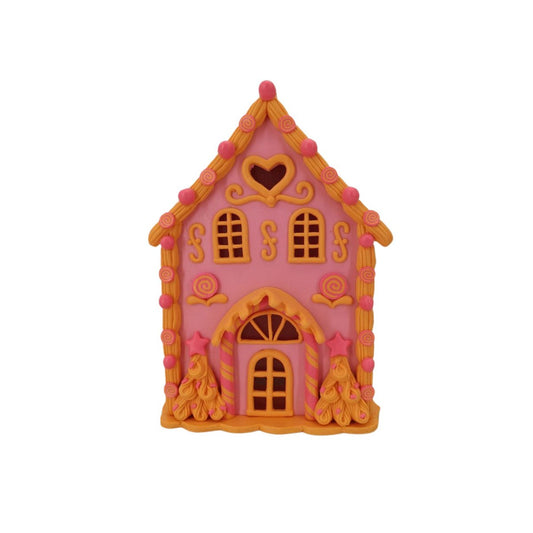 LED - Candy House - Polyresin - Roze/Oranje - 13x13x18,5cm