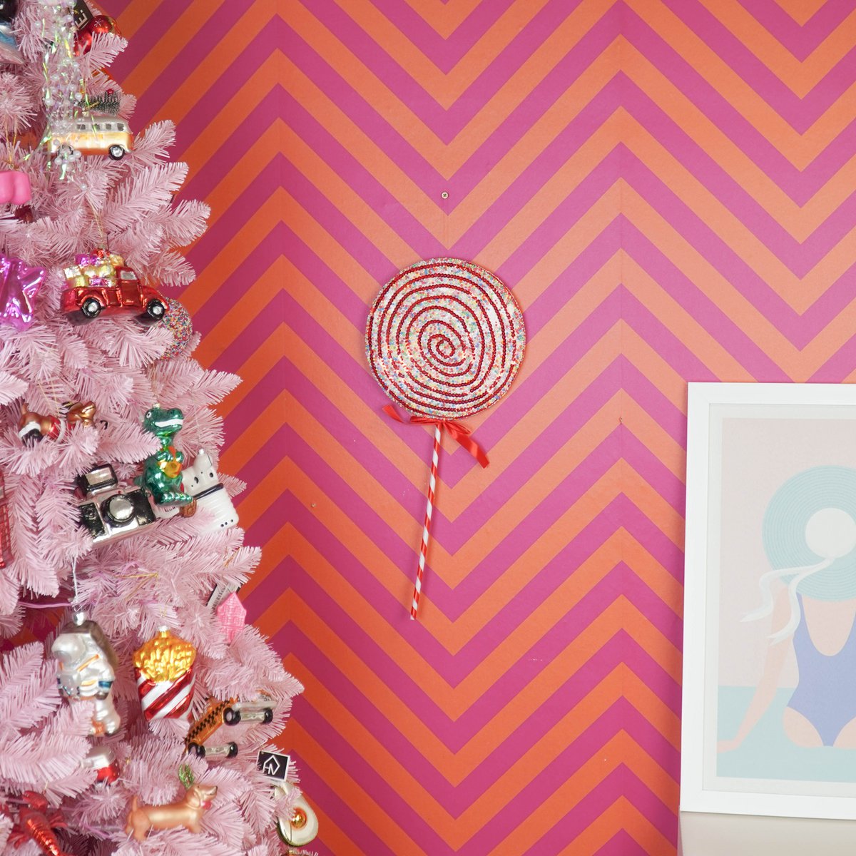 Decoratie - Lolly Pop - Foam - Rood/Wit - 15x35cm