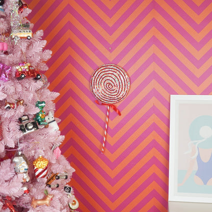 Decoratie - Lolly Pop - Foam - Rood/Wit - 15x35cm
