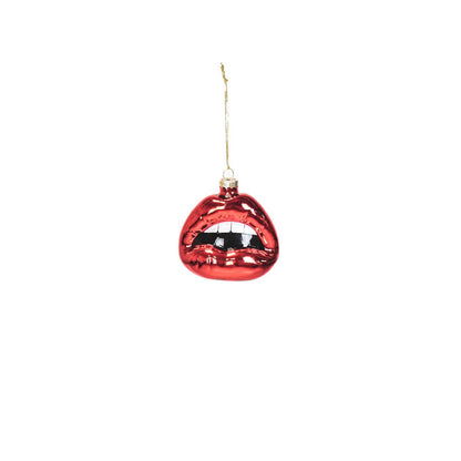 Kersthanger - Lip - Glas - Rood - 8,5x3,5x8,5cm