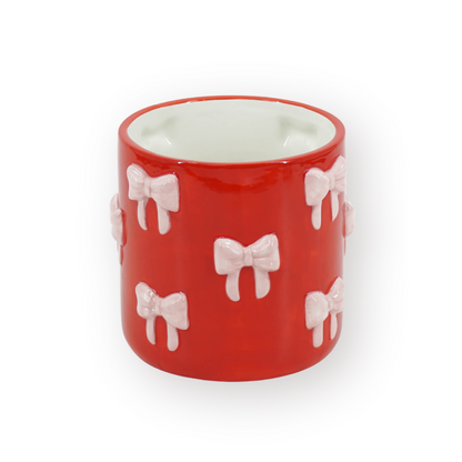 Pot - Bloempot - Strik - Rood/ Roze - 15,5x15,5x16cm