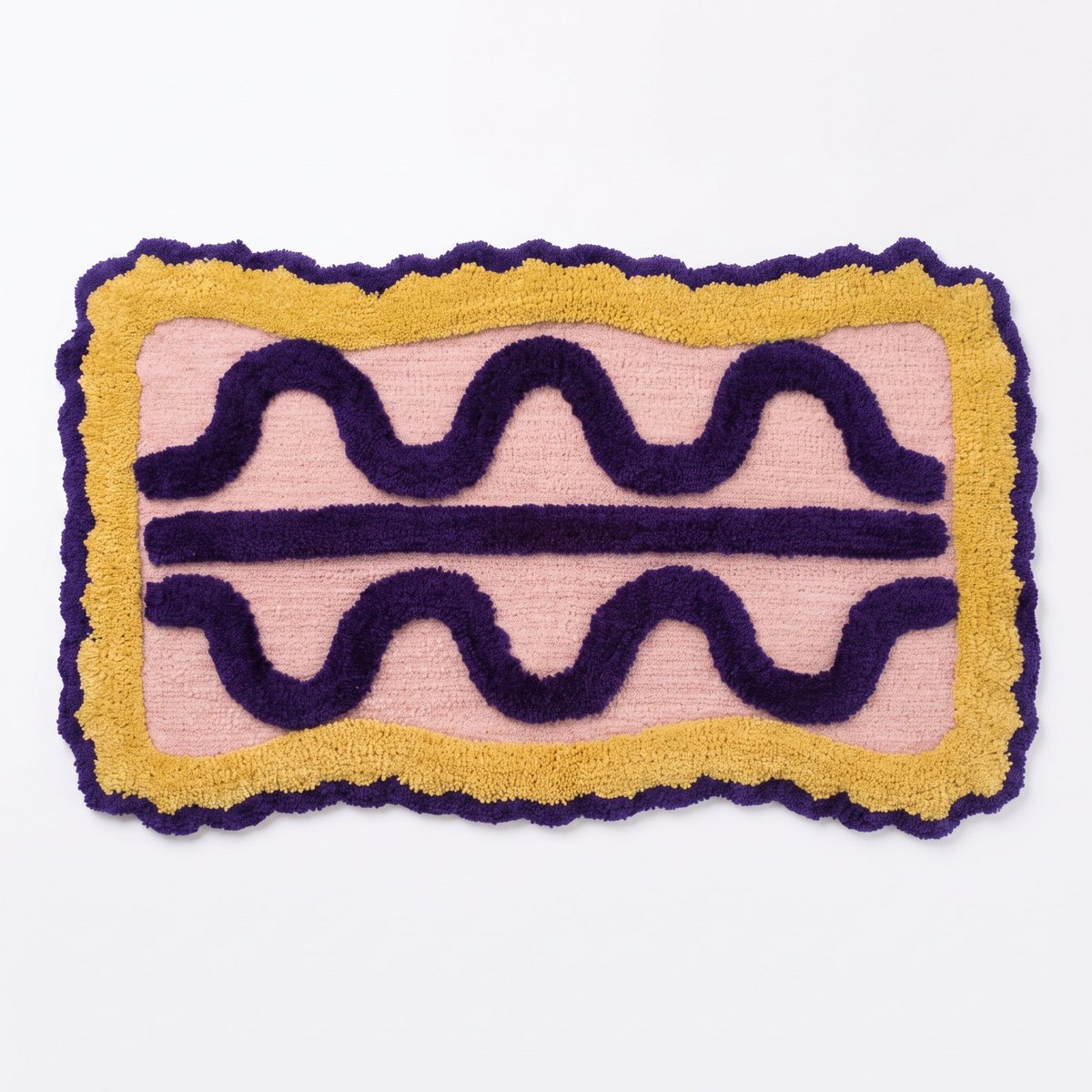 Badmat - Life Flow - Lichtroze/ Blauw/ Geel - 80x50x1 cm