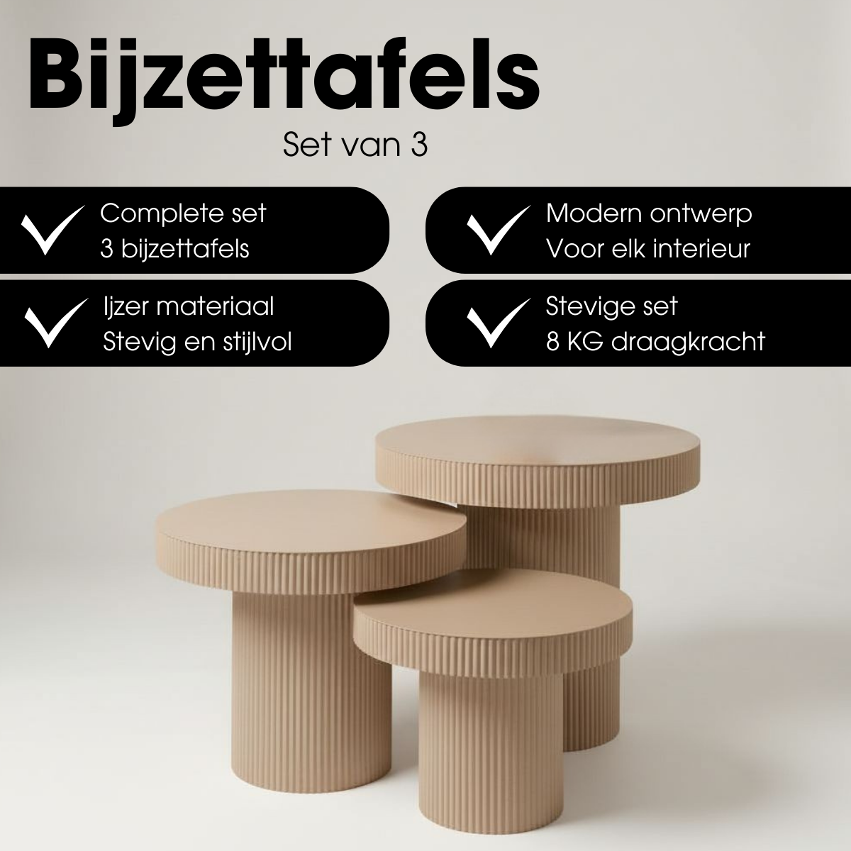 Bijzettafel Lux Lichtbruin