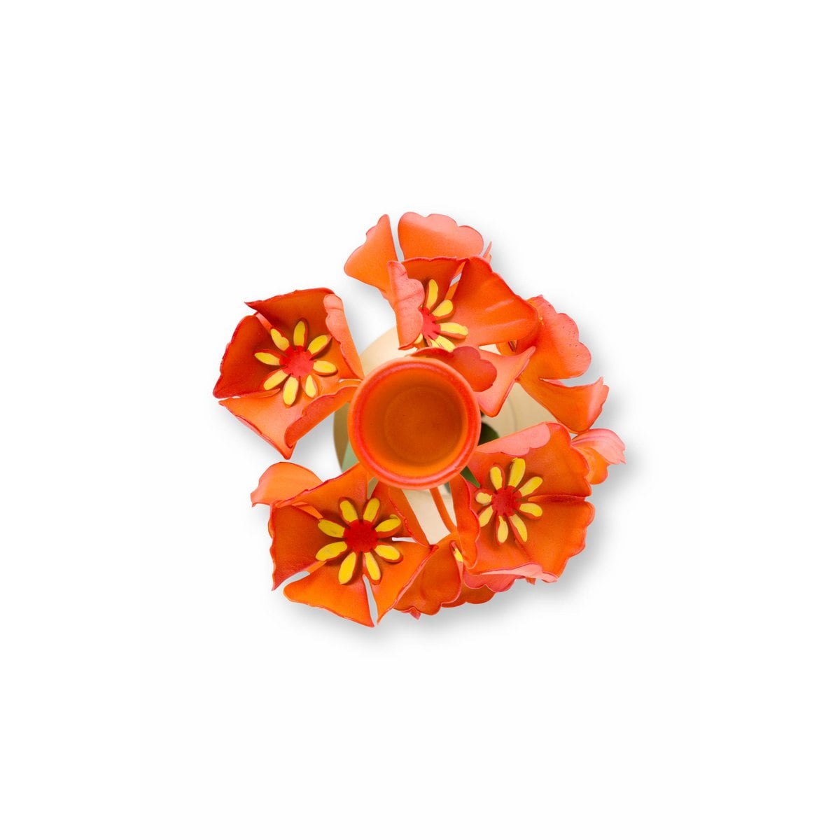 Kandelaar houder metaal bloem oranje