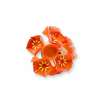 Kandelaar houder metaal bloem oranje