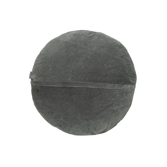 Rond Fluwelen Kussen Ruches donkergrijs 60cm