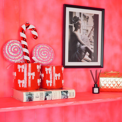Pot - Bloempot - Strik - Rood/ Roze - 12,5x12,5x13cm
