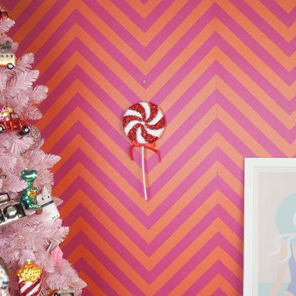 Decoratie - Lolly Pop - Glitter - Rood/Wit - 15x35cm