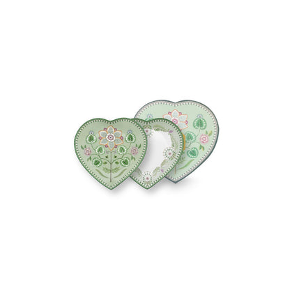 Set/2 Heart borden Lily&Lotus Light Groen