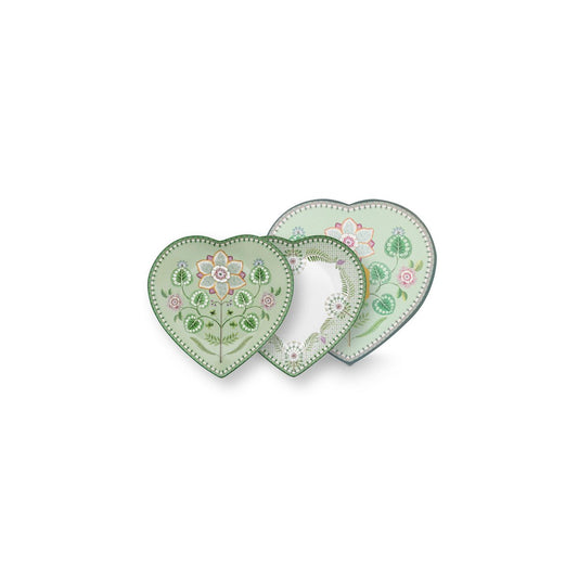 Set/2 Heart borden Lily&Lotus Light Groen