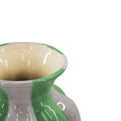 Flower Vase-geplooide vase-ceramic-lilac/ groen- 16,5x16,5x29,5 cm