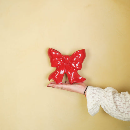 Vaaswand vaas Bow-keramisch rood- 19x18,5x5,5 cm