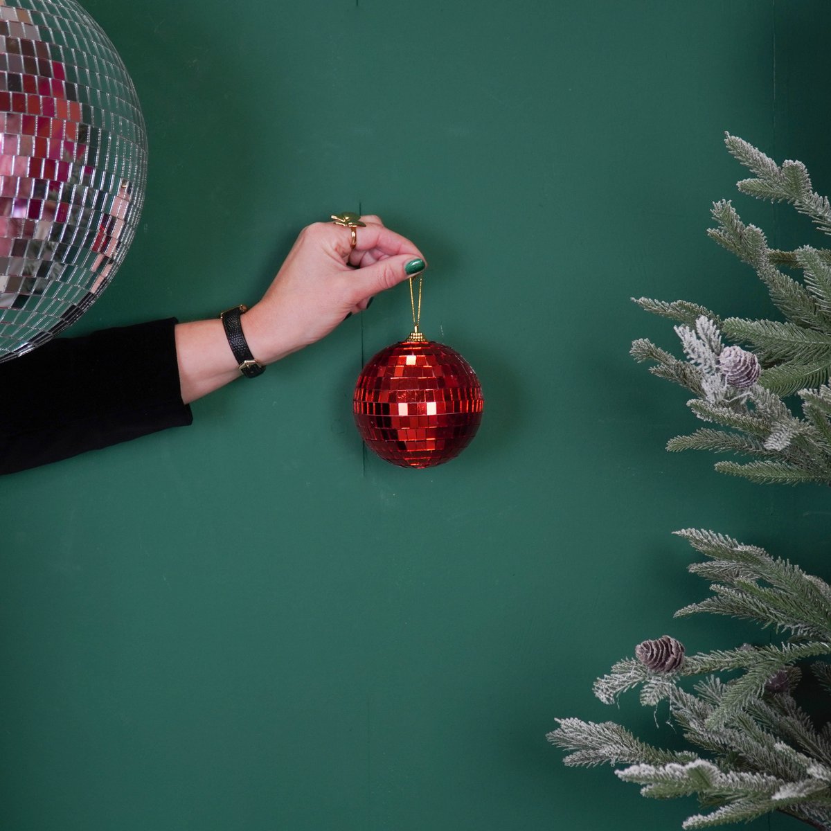 Kerstdecoratie - Kersthanger - Discobal - Schuim - Rood - 10x10x10cm