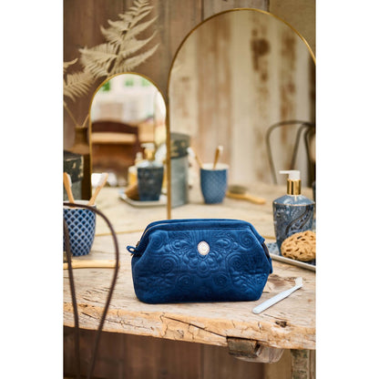 Cosmetic Purse Small Velvet Quiltey Days Blue