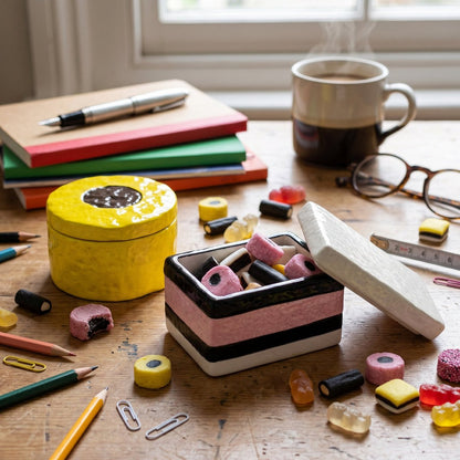 Voorraadpotje - Engelse drop - Geel - 9x9x6cm