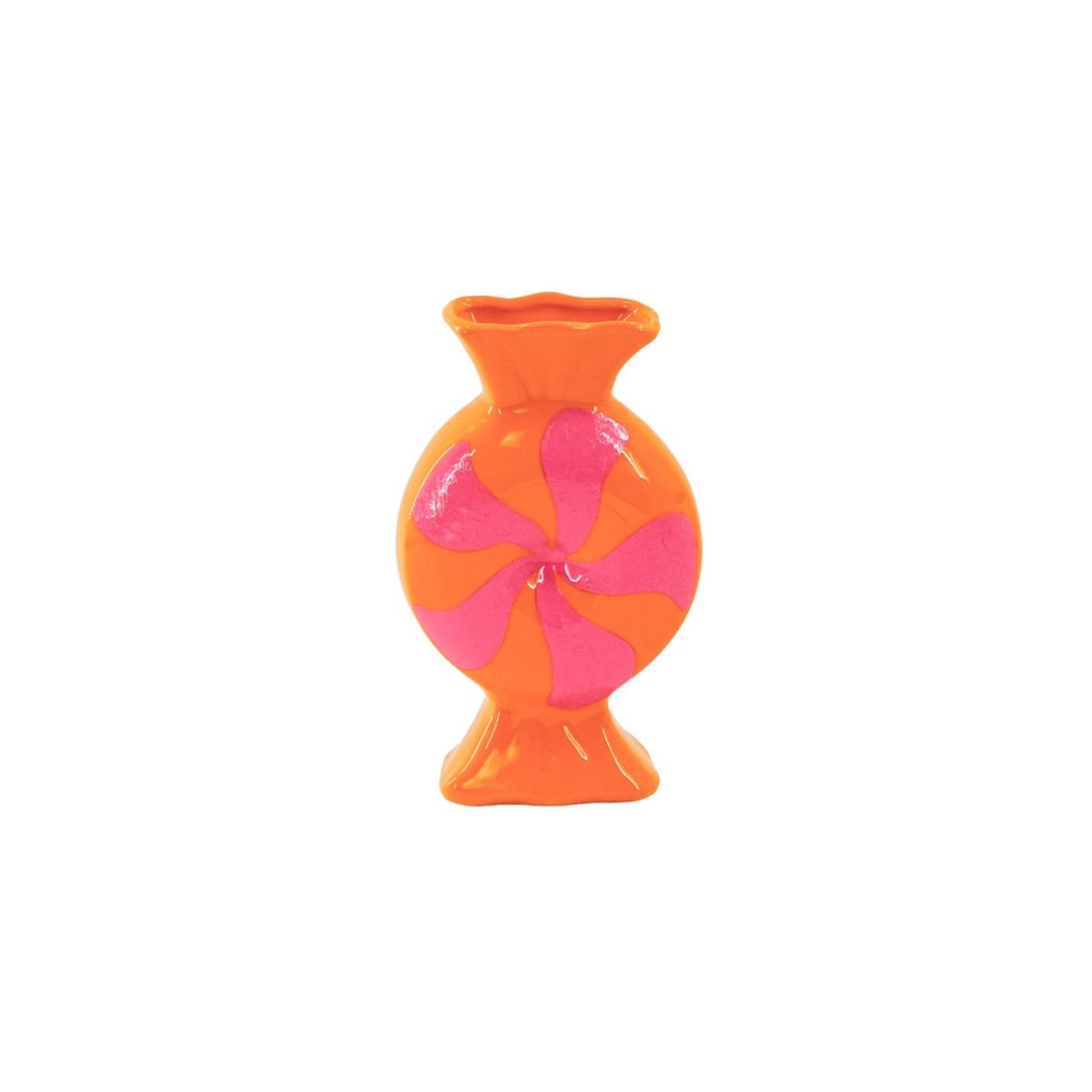 Flower Vase- toffee snoep-ceramic-roze/ oranje -12x6,5x20cm