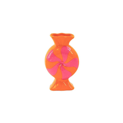 Flower Vase- toffee snoep-ceramic-roze/ oranje -12x6,5x20cm